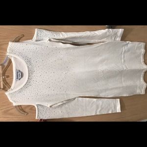 Bebe Cold Shoulder White Rhinestone Dress